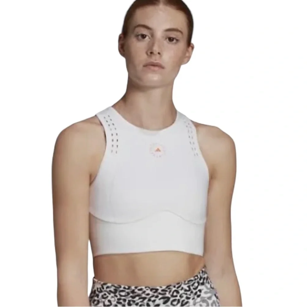 Adidas by Stella McCartney True Purpose White Crop Racerback Sports Bra Medium